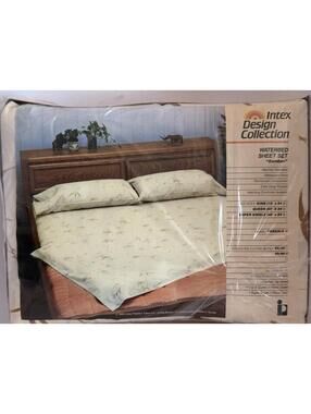 Vintage 1983 Waterbed Sheets King Sz Bamboo Print Intex Design Collection New